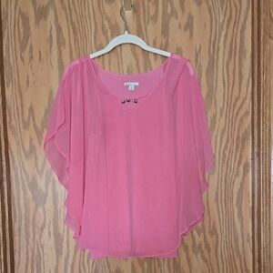 Elegant Pink Chiffon Top Womens Medium